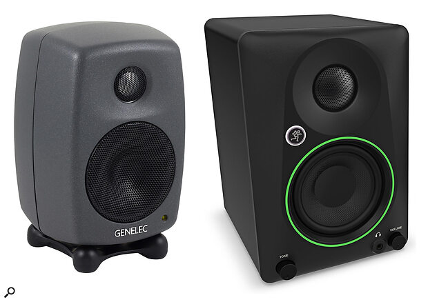 Left to right: Genelec 8010A, Mackie CR3.5.