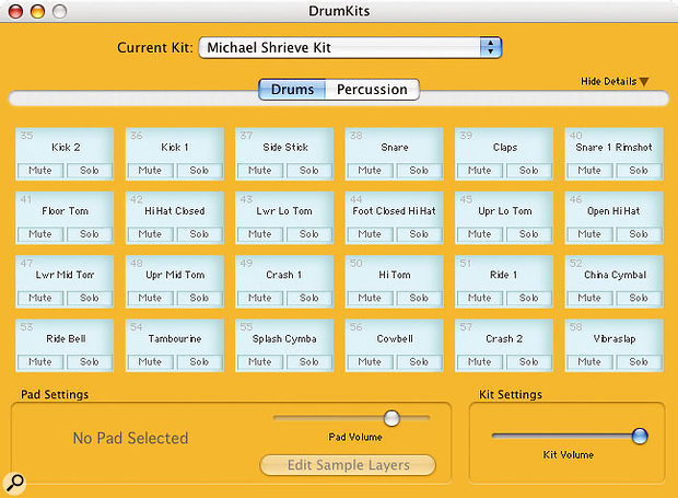 Drumcore's easy-to-use Kit Editor.