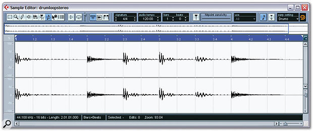 Setting up an Audio Event for warp speed (groan...) is easy with the new Audio Tempo Definition Tool, which you can see selected here.