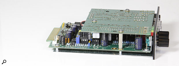 The MicPre One is constructed on two PCBs.