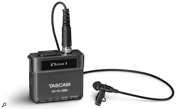 Tascam DR-10L Pro compact field recorder 32-bit floating point lavalier microphone videography content creation