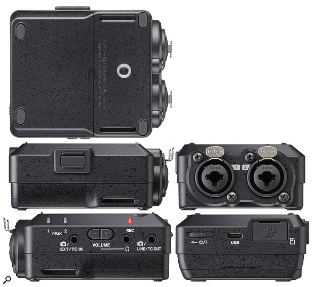 The FR2‑AV is almost as small as it could be while still housing batteries, XLR connectors and the microSD card it records to.