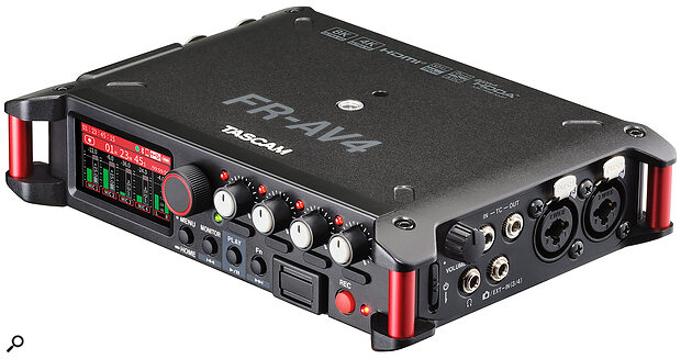 On the right side panel, alongside combi XLRs for inputs 3 and 4, you’ll find a headphone monitor output, an input jack for a camera’s audio signal, and timecode in/out mini‑jacks.