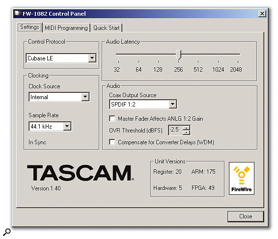 tascam fw 1082 windows 10 drivers