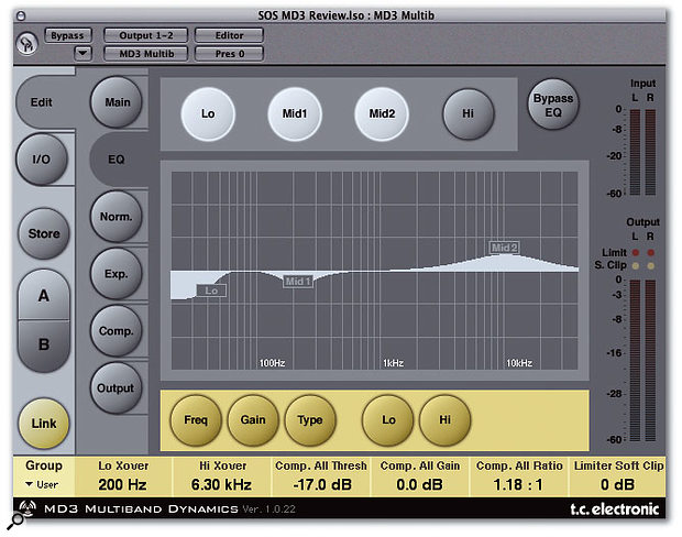 MD3 Multiband Dynamics features a very smooth four-band EQ.