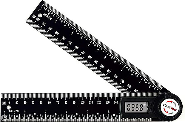 It can be very difficult to estimate the angle of the mics in a stereo array by eye, but a digital protractor makes precision quick and easy.