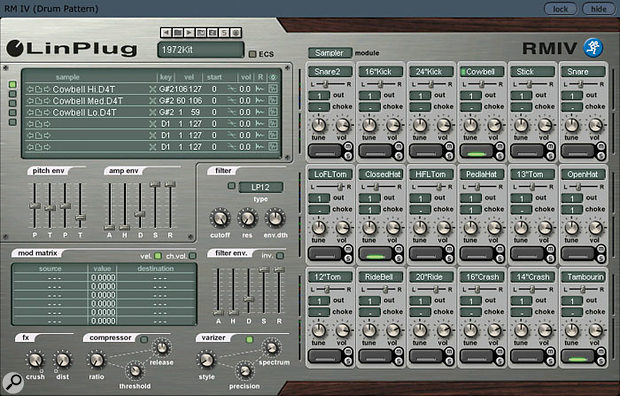 Linplug's impressive RMIV drum machine comes bundled with Tracktion 2.