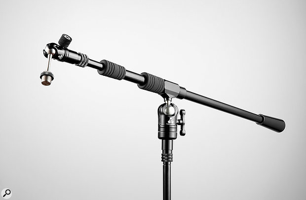 The booms attach to the stands via a bespoke fixture, but adapters are available for standard US and EU mic threads.