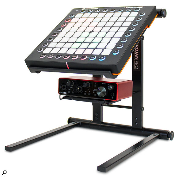 Trojan Pro LTS07 Laptop Stand with Scarlett 2i2 and Novation LaunchPad