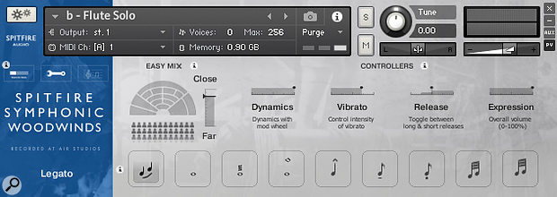 Picture 12: Spitfire Audio’s Symphonic Woodwinds’ on-screen fader enables you to add vibrato to a held note whenever you need it. A MIDI controller can be assigned to the fader so you can sequence your vibrato control changes.