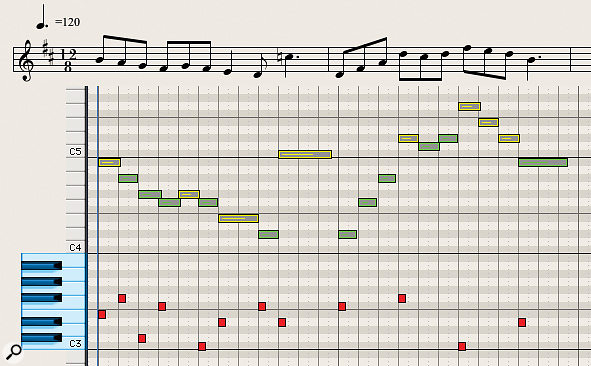 Diagram 11: Keyswitching is taken to extremes in this lively flute melody. Thankfully, most woodwind melody lines work well with only one or two articulations!