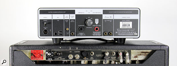 The speaker connection on most combo amps won’t be long enough to reach the OX’s speaker output. To use the attenuator you will need to buy or fabricate a short male‑ to female‑jack speaker lead. Using a locking female jack makes this feel a bit more secure.