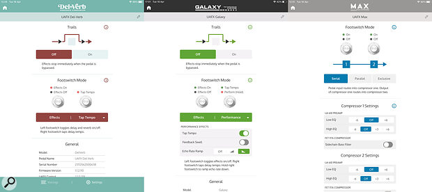 The UAFX Control app provides deeper configuration options and alternate assignments for the footswitches.