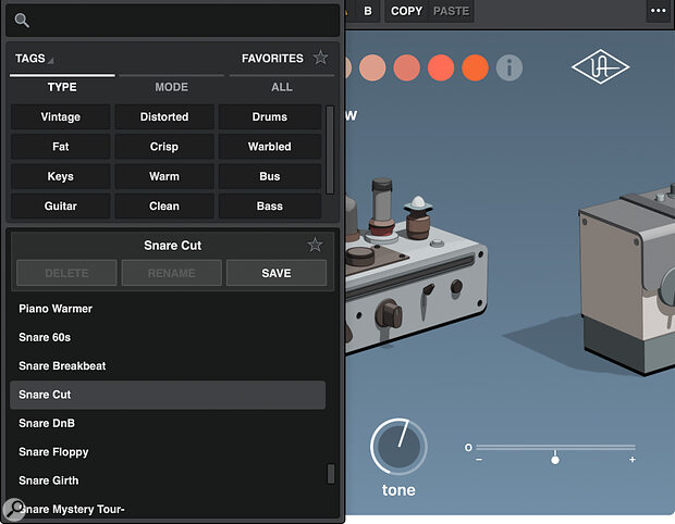 There are lots of presets to get you started, and a browser that makes it easy to search by the effect you want, rather than the machine used to create it.
