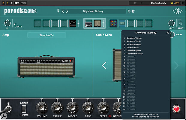 Paradise Guitar Studio supports not just DAW automation but also MIDI Learn.