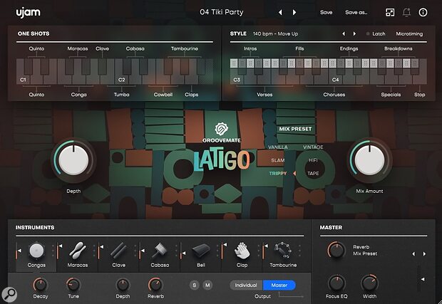 UJAM Groovemate Latigo Latin phrase-based percussion sample library virtual instrument