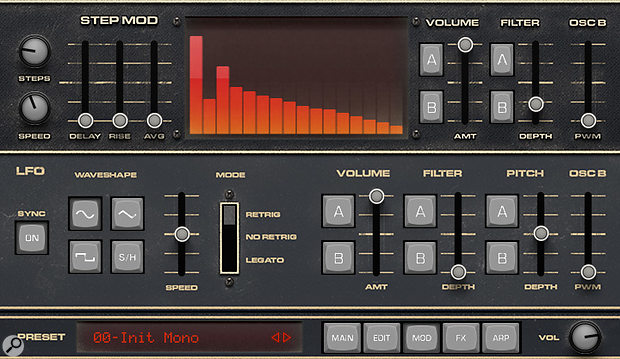 The Modulation page, offering Step Mod and an LFO.