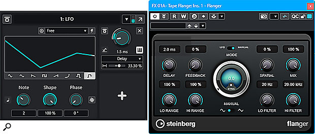 The Flanger plug‑in settings for the variable‑speed flanger inserted in FX Track 01A.