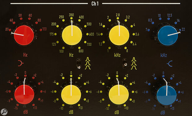 Unlike the Neumann originals, the Vintagetools VT N95 PE features a four‑band design (instead of three) with six selectable frequencies (instead of three) in the shelving filters.