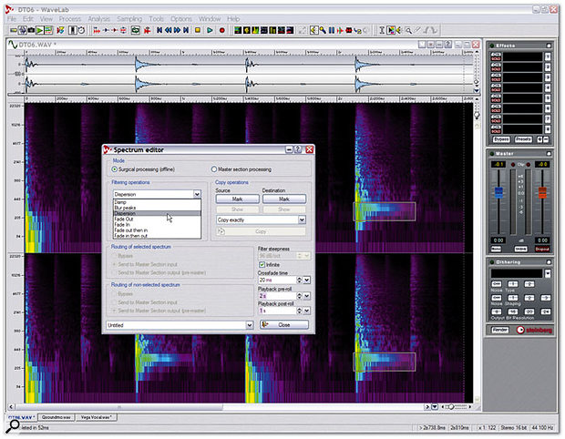 The Spectrum Editor lets you view audio files in spectrogram mode, draw round any region and edit it in lots of different ways that will prove invaluable to anyone trying to restore damaged or problem recordings.