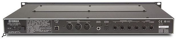 The back panel seems unchanged from the days of the original Motif Rack, featuring the USB computer connection, MIDI In, Out and Thru, main stereo outputs and four individual outs on analogue jacks, and co-axial and optical stereo digital out.