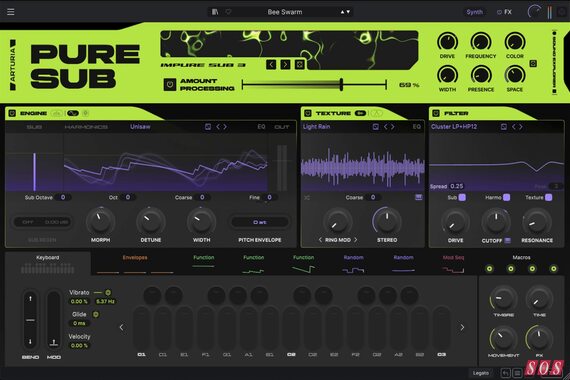 Arturia Pure Sub bass synthesizer plug-in virtual instrument