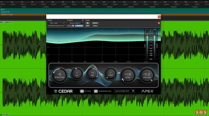 CEDAR Audio APEX adaptive spectral limiter plug-in