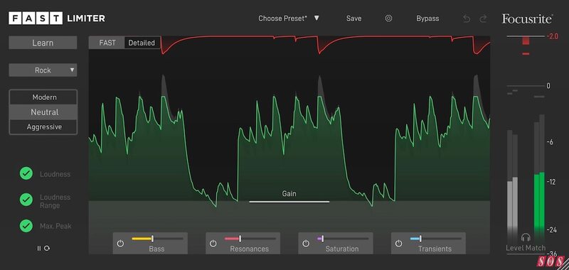 Focusrite FAST Limiter AI powered plug-in automatic limiting
