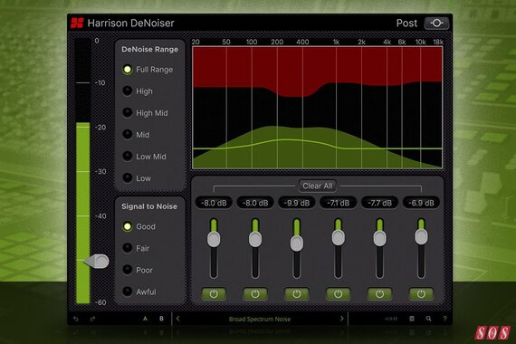 Harrison DeNoiser music post-production broadcast vocal dialogue clean-up plug-in
