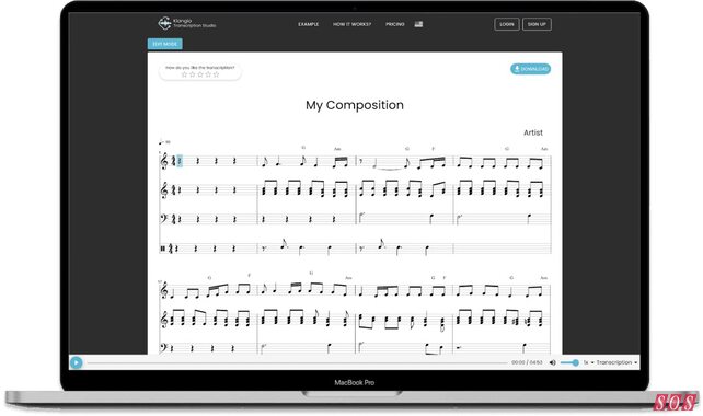 Klang.io Transcription Studio audio to score notation tablature MIDI software plug-in