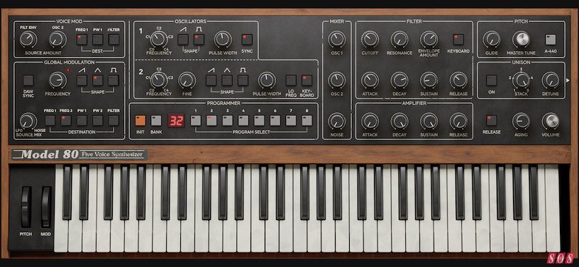 Softube Model 80 Five Voice Synthesizer Sequential Prophet-5 emulation recreation virtual software instrument softsynthplug-in