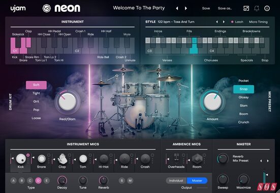 UJAM Virtual Drummer Neon disco pop hip-hop drum sample library