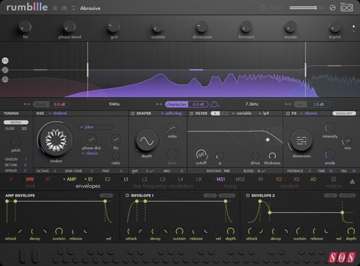 UVI Rumble three-band bass software synthesizer