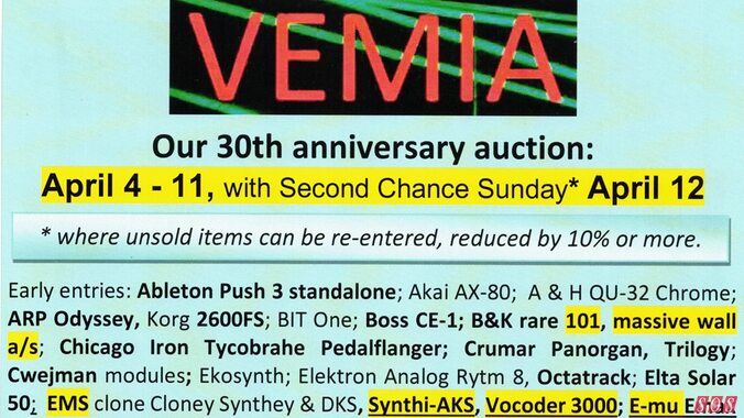 VEMIA Auction vintage synthesizers pro-audio gear