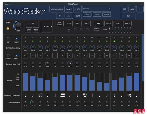 WIMS WoodPecker 1.0 four-channel step sequencer plug-in