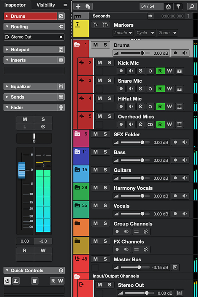 Cubase Pro: Folder Tracks and Group Channels in v15.0.20