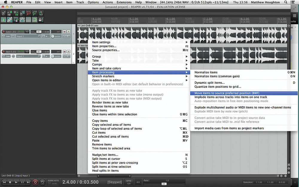 Item split. Reaper Mac os. Reaper Export Project Midi. Reaper item Notes. Reaper input gain.