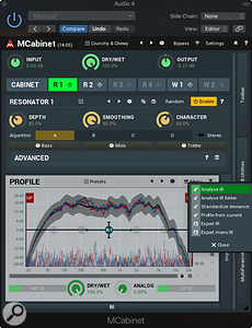 Here you can see the Resonator screen, and the software in the process of analysing an impulse response.