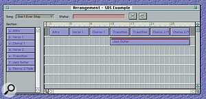 The Arrangement Window, where a final Song is assembled from various Sections.