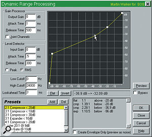 Figure 4: Dynamics processing is one of the many Transforms available with a click‑and‑drag graphic window to play with.