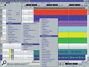 The Cakewalk Pro Audio plug‑ins menu showing all 29 Hyperprism DX processors.