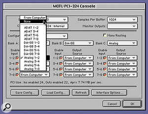 The supplied PCI 324 Console utility allows comprehensive configuration of I/O routings.