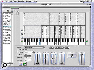 Making up a multisample couldn't be easier in Unity. Here you can see exactly which samples are mapped to which keys, along the horizontal axis. The upper half of the zone display shows a second set of Wurlitzer samples which comes in at higher velocities.