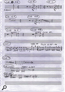 You can get quite a lot of cues on one piece of manuscript paper, if they're short enough — as this example of George's proves.