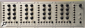 Concussor CV8 8‑step CV sequencers (x4), plus MC01 master clock module.