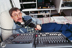 Paul demonstrates his singing technique, with the Roland VS1680 which is his main multitrack recorder in the foreground.