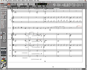 Part of Ben's score for Walking With Dinosaurs, as seen from the Score window in Cubase VST24.