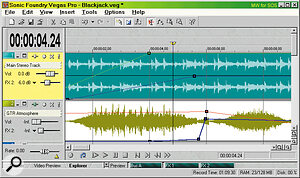 Most computer‑based audio recording packages, such as Sonic Foundry's Vegas Pro (shown) offer vector‑based automation as well as or instead of a 'virtual fader' approach.