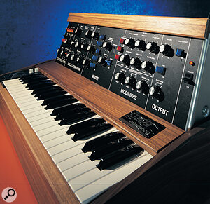 The Minimoog's status as an enduring classic has been demonstrated by the appearance of both Steinberg's Model E and modern hardware copies like the Moog Music 204E, shown.