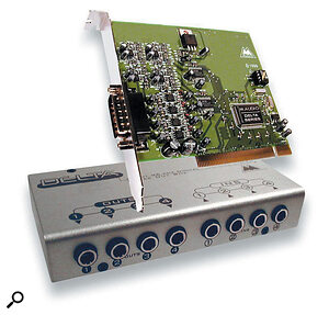 The Delta 44 card: the same 4‑in, 4‑out analogue breakout box is standard with the Delta 66.